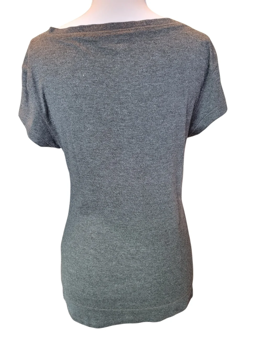 Old Navy Perfect Henley Gray Short Sleeve Scoop Neck Top